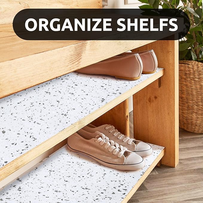 RAY STAR 18X96 Inch Shelf Liner for Kitchen Cabinets, Non-Adhesive Cabinet Liner Washable, PVC Drawer Liner for Dresser Non-Slip Bathroom (Stone)(1 Roll)