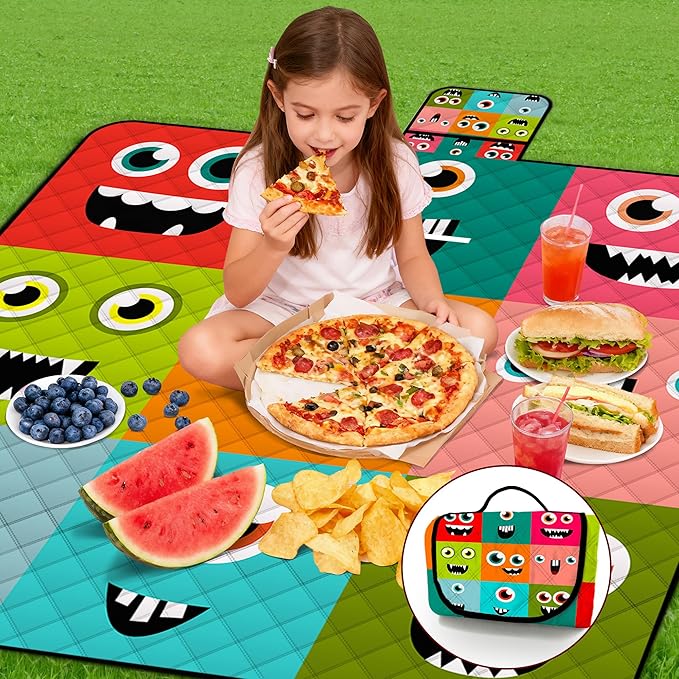 Extra Large Picnic Blanket Waterproof,80"x 80"Foldable Machine Washable Beach Blankets,Outdoor Blanket for 6-8 Adults,Picnic Mat Suitable for Indoor Crawling,Park Beach,Camping,Hiking,Travel (Face）
