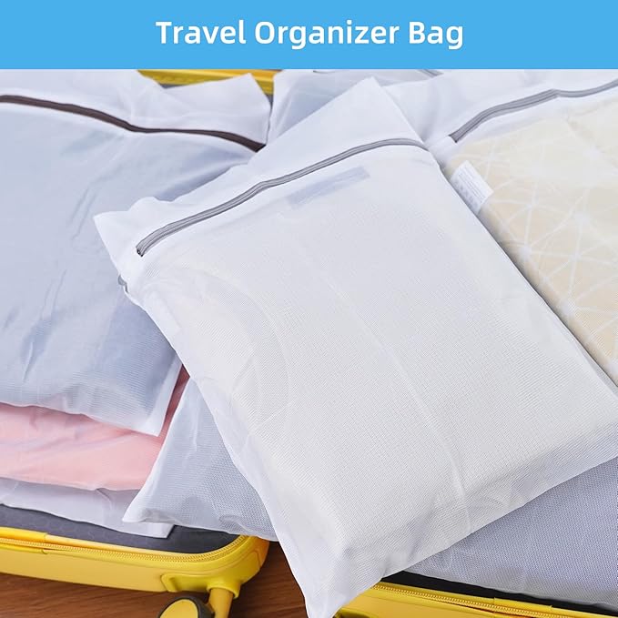 GOGOODA Mesh Laundry Bags for Delicates Durable Protective Wash Bags Travel Storage Bags for Intimates Lingerie, 7PCS (1 XXL, 2 L, 2 M, 2 Bra Bags)