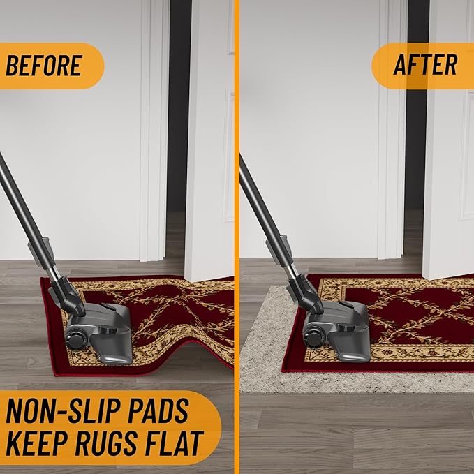 Ottomanson 6' x 7'8" Non-Slip Rug Pad Gripper 1/12 Inch Ultra Thin Dual Surface Felt + Rubber Gripper - Safe for All Floors, Cream