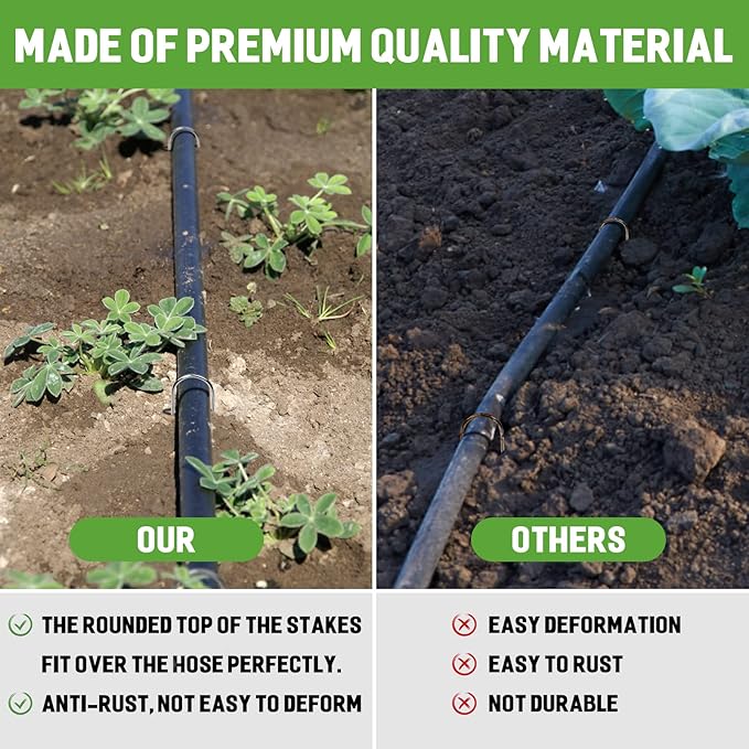 4 Inch 160 Pack 11 Gauge U-Shape Garden Stakes Set: Drip, Line & Irrigation Tubing Stakes, Galvanized Landscape Staples for Tube, Lawns, Weed Barriers, Landscape Fabrics, Irrigation Hose, Floor Mats