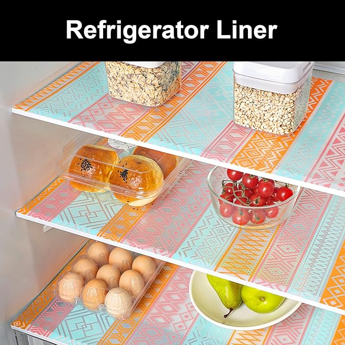 Cooyes Shelf Liners for Kitchen Cabinets Waterproof & Oil-Proof Kitchen Cupboard Mats Non-Slip Drawer Mats EVA Material Non-Adhesive Fridge Liner for Shelves (11.8" W x 236" L)