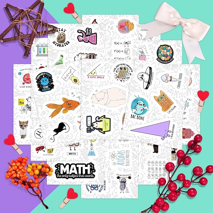 BulbaCraft 100Pcs Science Stickers for Students - Science Class Room Decor, Waterproof Vinyl Decals, Gifts for Women & Men