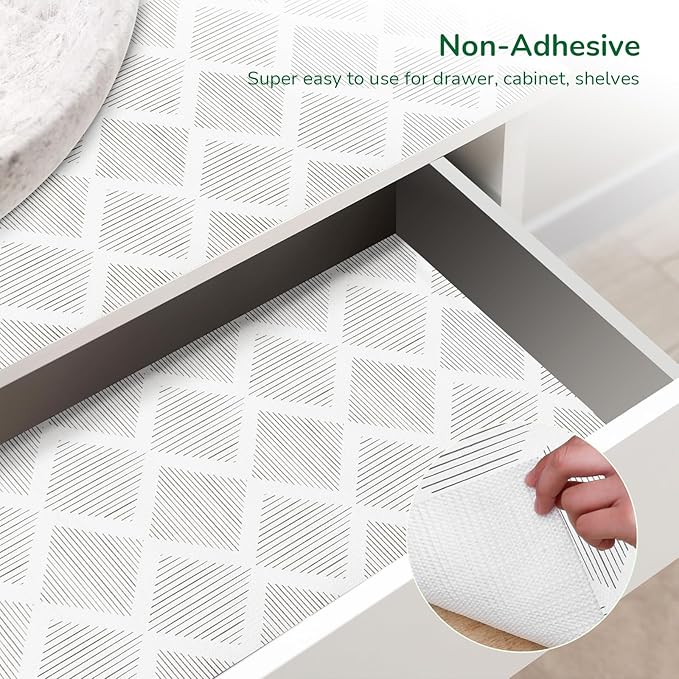 Drawer and Shelf Liner for Kitchen, Non-Slip Non-Adhesive Cabinet Liners for Cupboard, Dresser, Shelves, Tool Box, Pantry, Thickened Easy Install, Strong Grip, 11.8in x 10FT, Gray