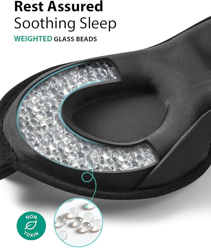 MABAO 2 Packs Weighted Sleep Mask - 100% Blackout Eye Mask for Sleeping for Women Men, 3D Contoured for Lash Extension, Zero Eye Pressure Memory Foam Cover, Soft Gentle Pressure Blindfold for Travel