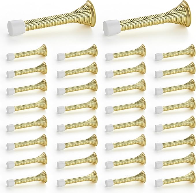 Ravinte Door Stoppers, 36 Pack Gold Spring Door Stops with Rubber Bumper, Door Stoppers for Bottom of Door