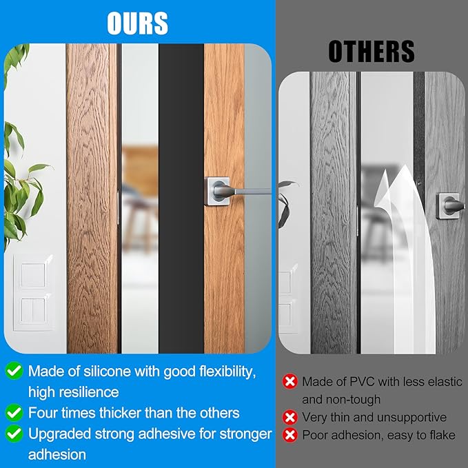 Draft Seal Tape for Doors and Windows 2 in x 40 Ft Silicone Weather Stripping Extra Thick 2mm Door Seal Strip with Strong Adhesive Draft Insulation Stopper Side Seal - Black