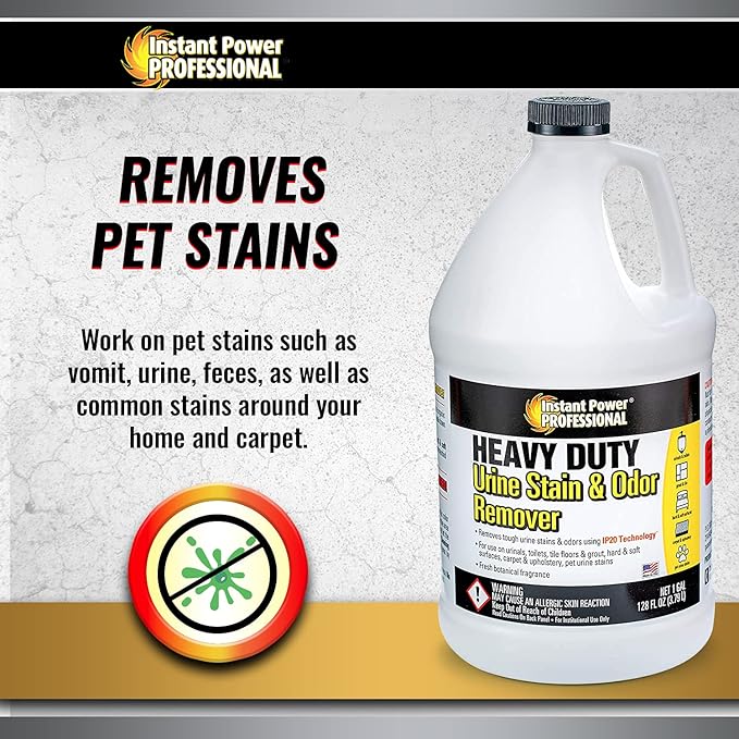 Instant Power Heavy Duty Urine Stain and Odor Remover, Stain and Smell Remover, 128 Fl. Oz 4 Pack