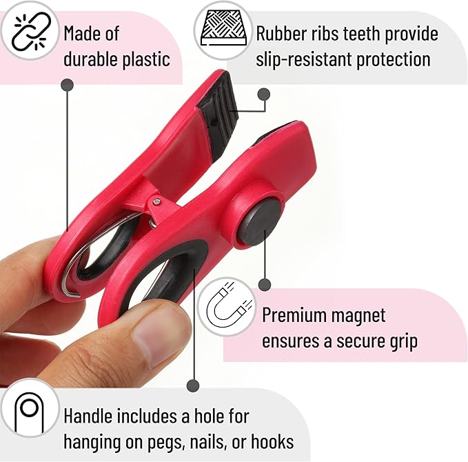Mr. Pen- Chip Clips, Magnetic, 12 Pack, Bag Clips, for Chips, Food Packages, for Fridge
