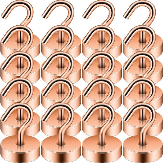 Neosmuk Magnetic Hooks, Cruise Ship Essentials, 40lb+ Heavy Duty Magnetic Hooks for Cruise Cabins, Refrigerator, Grill, Hanging, and Travel | Extra Strong Must-Haves Magnet Hook,Bronze,Pack of 20