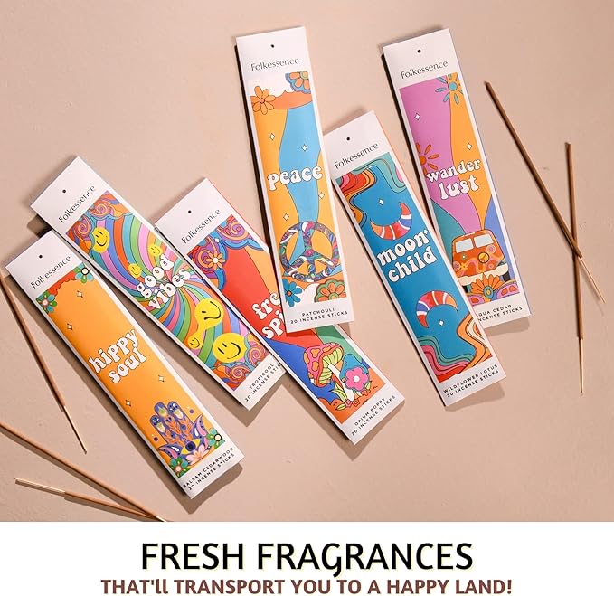 Folkulture Incense Sticks for Home | Set of 6 Variety Pack (120 Non Toxic Insence) | 45 Mins Burn Time | Balsam Cedarwood, Organic Insence-Sticks | Slow Burning Inscents-Stick for Relaxation