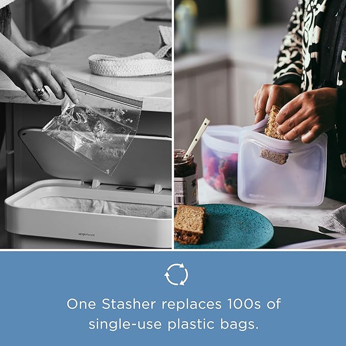 Stasher Premium Silicone Reusable Food Storage Bags, 3-Pack, Multi, Multi-Use Food Storage Bags, Lunch Bag, Travel Containers, BPA Free, Leak-free, Dishwasher-Safe, Eco-friendly