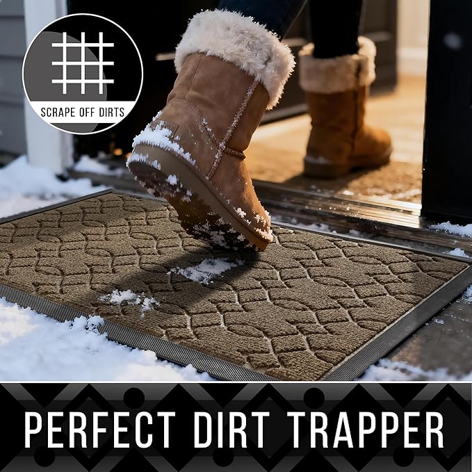 Yimobra Extra Large Door Mat 60x36, All-Season Waterproof Doormat Outdoor Entrance, Heavy Duty Non-Slip Outside Door Mat for Garage Patio Proch Entryway Indoor, Easy Clean, Brown