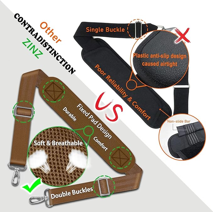 ZINZ Bag Shoulder Strap, Padded Adjustable Shoulder Strap Replacement