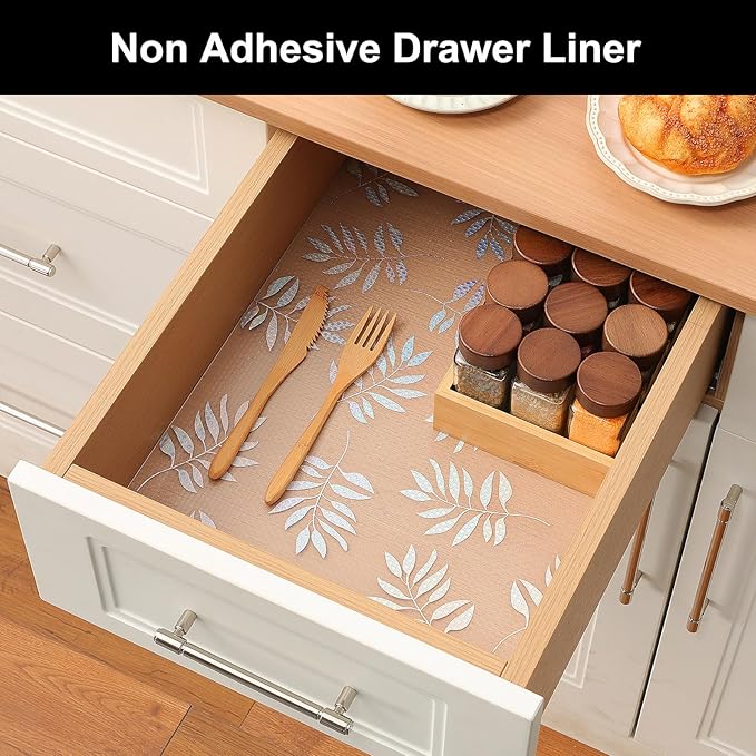 Cooyes Shelf Liner – Premium Non-Adhesive Cabinet & Drawer Liner for Kitchen – Waterproof Shelf Paper with Modern Pattern – Durable EVA Cabinet Mat – Easy to Cut （11.8" W x 118" L）