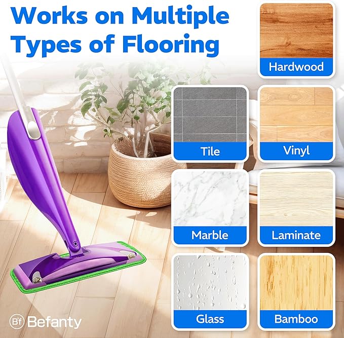 Befanty 2 Pack Reusable Mop Pads, Compatible with Wet Jet, Wet Pads Refill for WetJet, Microfiber Cloths for Hardwood Floors Cleaning, Machine Washable Mop Pads, Wet Dry Use, Scraper Included