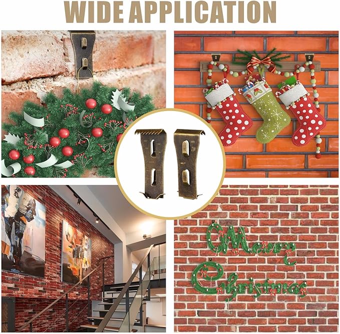 Brick Clips 24 Pcs Brick Clips for Hanging Outdoors Heavy Metal Brick Wall Hangers for Outside Home Decor Brick Hooks for 2-1/4 Inches to 2-3/8 Inches High Bricks