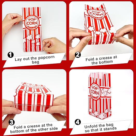 Homrelaxy 300 Pcs Paper Popcorn Bags, 1 oz Popcorn Bags Individual Servings, Bulk Pop Corn Sleeves for Pop Corn Machine, Movie Night, Cinema, Carnival, Party, Concessions