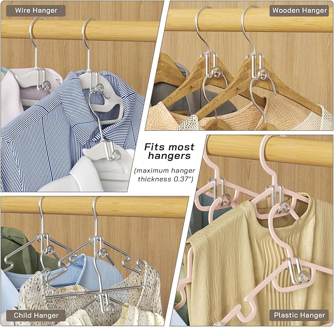 Tinfol 100pc Clear Connector Hooks, Space Saving Hooks for Closet Organizers, Heavy Duty Clothes Hanger Extender Hook for Hangers (Transparent)