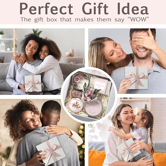 Orchid & Jasmine Spa Box for Women – Birthday, Christmas & Pink Gifts, Self Care & Relaxation Set with Candle, Soap & Bath Salts – Elegant Ready-to-Give Package for Mom, Sister, or Friend