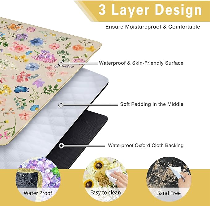 Extra Large Picnic Blankets Waterproof Foldable (60 "x 80") Beach Blanket Waterproof Sandproof,3-Layer Thicking Mat Outdoor Packable Camping Blanket