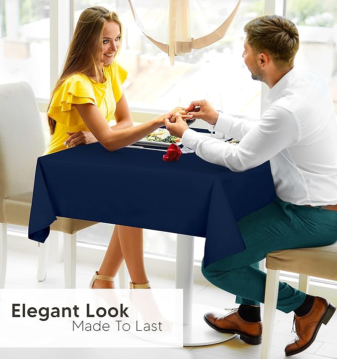 Utopia Kitchen Rectangle Table Cloth 2 Pack (54x54 Inches, Navy Blue), Machine Washable Polyester Table Cover for Dining, Buffet Parties, Picnics, Events, Weddings and Restaurants
