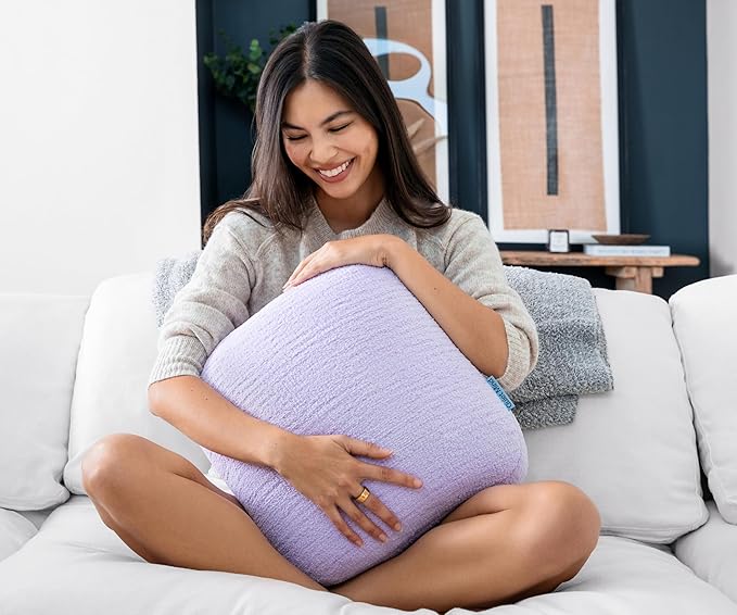 Quiet Mind Lavender Scented Weighted Body Pillow for Kids & Adults, Large (12lb) – Lavendar Infused Aroma with Recycled Glass Beads & Chemical-Free Fabric – Sensory Sleep Cuddle Pillow