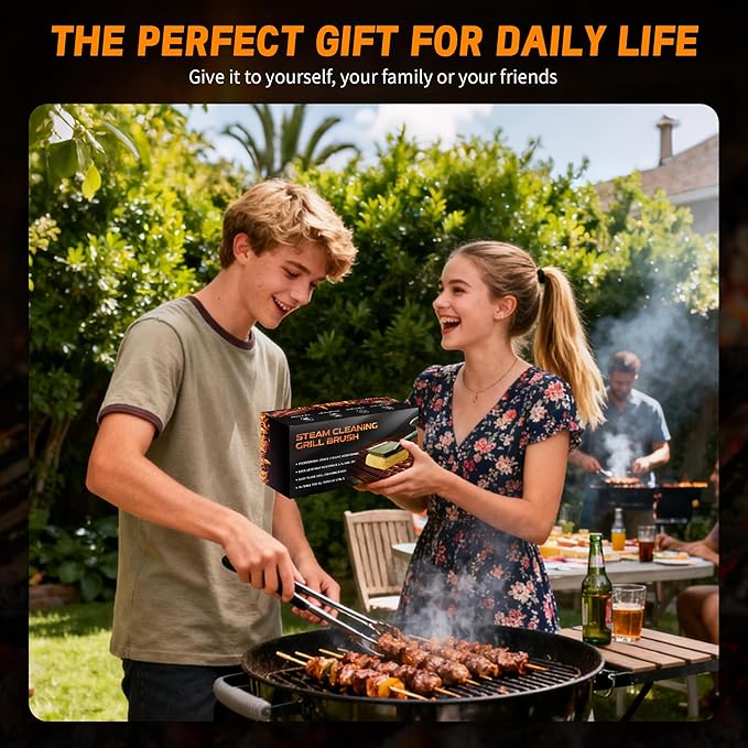 Grill Brush Bristle Free, BBQ Replaceable Cleaning Head, Safe Barbecue Grill Cleaner, with Seamless Fit Scraper Tool for Cast Iron, Stainless-Steel Grates - Green