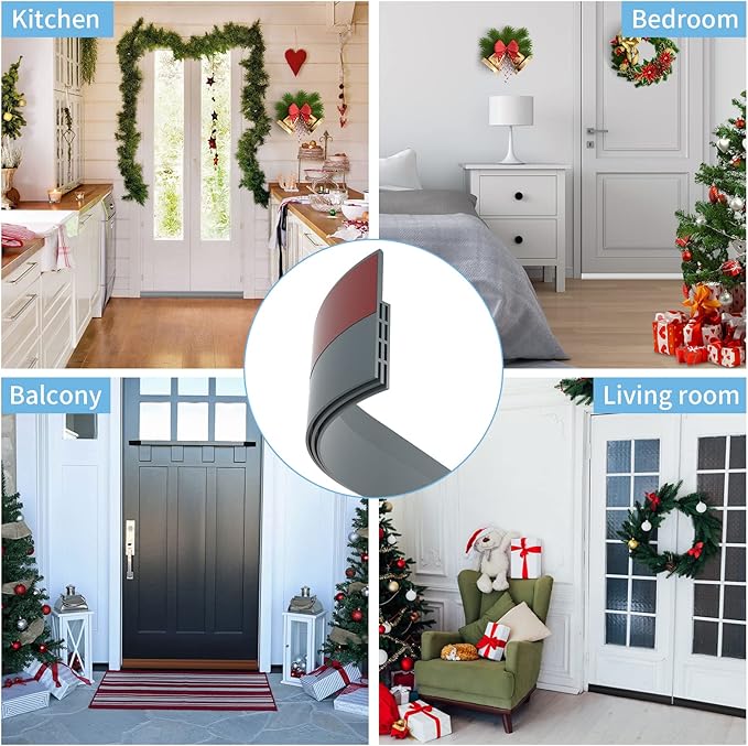 GroTheory 2 Pack Door Draft Stopper, Under Door Sweep for Exterior & Interior Doors, Weather Stripping Door Seal, Garage Window Blocker Noise Cold Air Insulation, Draft Guard Grey 2" W x 39" L