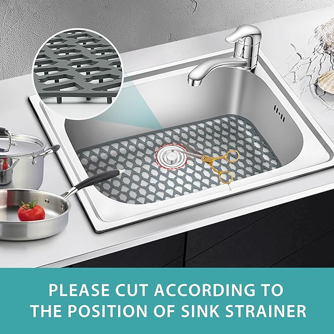 Sink Protectors for Kitchen Sink, Kitchen Sink Accessory - Silicone Mats Grid for Stainless Steel Strainer Bottom of Farmhouse Porcelain sinks (30”x14”)