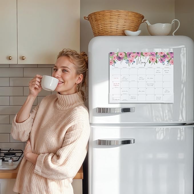 2026-2027 Magnetic Calendar for Fridge, Jokotha Monthly Refrigerator Calendar Runs from January 2026 to June 2027, 15" x 12", Floral Design, Strong Magnets, Easy Planning & Organization