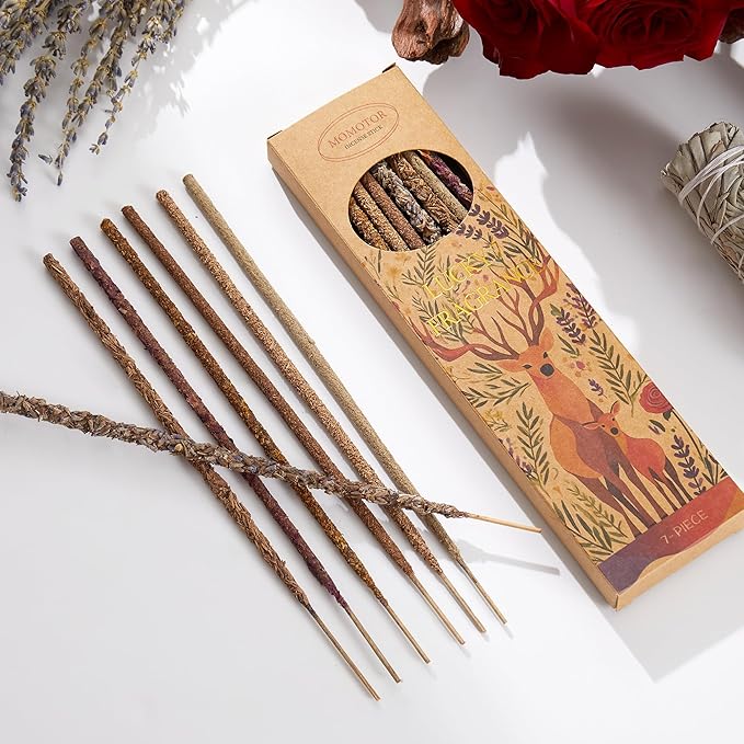 Hand-Dipped Incense Sticks – 7 Natural Scents, 8" Long, 45-Minute Burn, Handmade Clean-Burning Incense for Relaxation, Meditation & Stress Relief