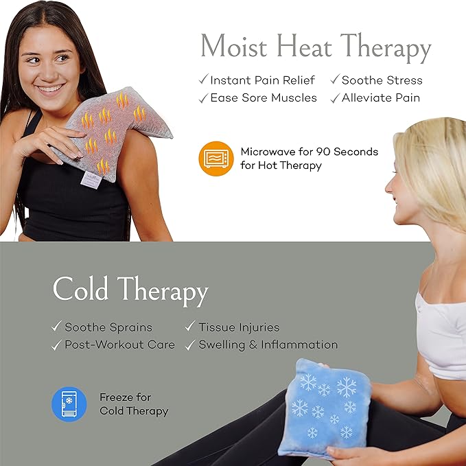 SacksyThyme Microwave Heating Pad for Back, Neck, Menstrual Cramps, Shoulders, Leg Pain Relief - Hot Moist Microwavable Therapy Pack - Flaxseed Hot & Cold Pad Made in USA (Size: 12 x 7) Lavender
