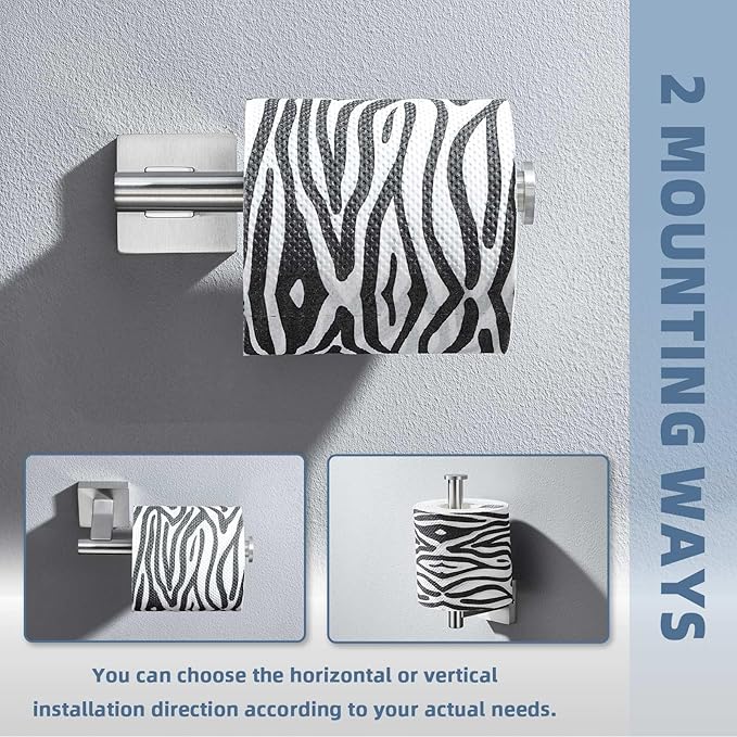 Suyar Brushed Nickel Toilet Paper Holder, SUS 304 Stainless Steel Wall Mount Paper Roll Holder for Bathroom, Open Arm Style