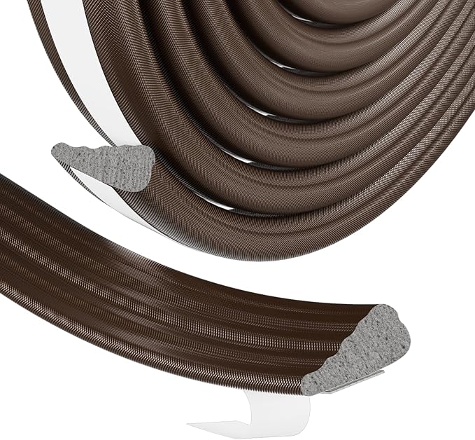 Weather Stripping Door Seal Strip for Door Frame, Window Insulation for Winter, Doors Soundproofing Gap Filler, Window Sealer Exterior Doors Weather Stripping, Foam Windows Draft Stopper (Brown, 196'')