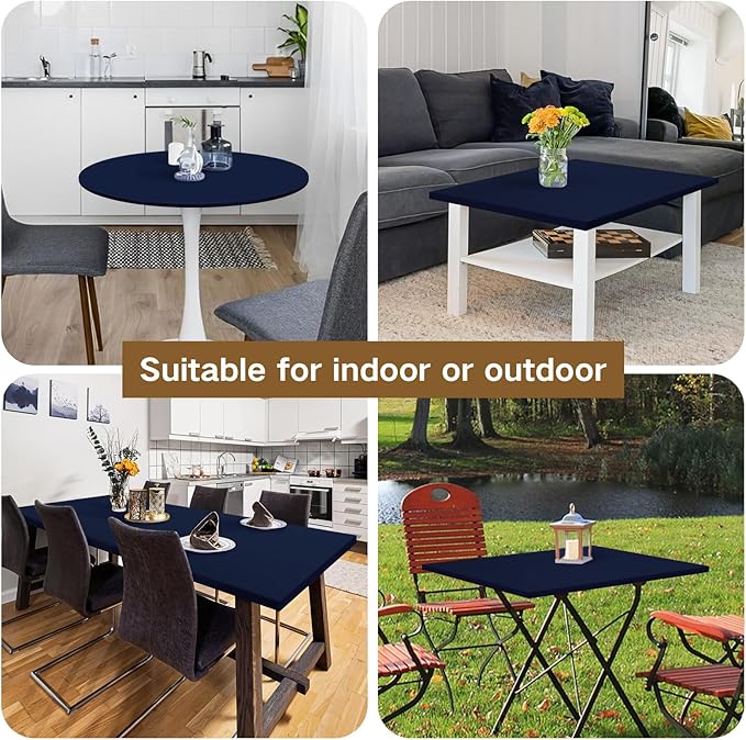 Square Fitted Table Cover Elastic Tablecloth 3ft Stretch Spandex Table Top Cover for Dining Indoor Outdoor Party Navy 36X36 Inch