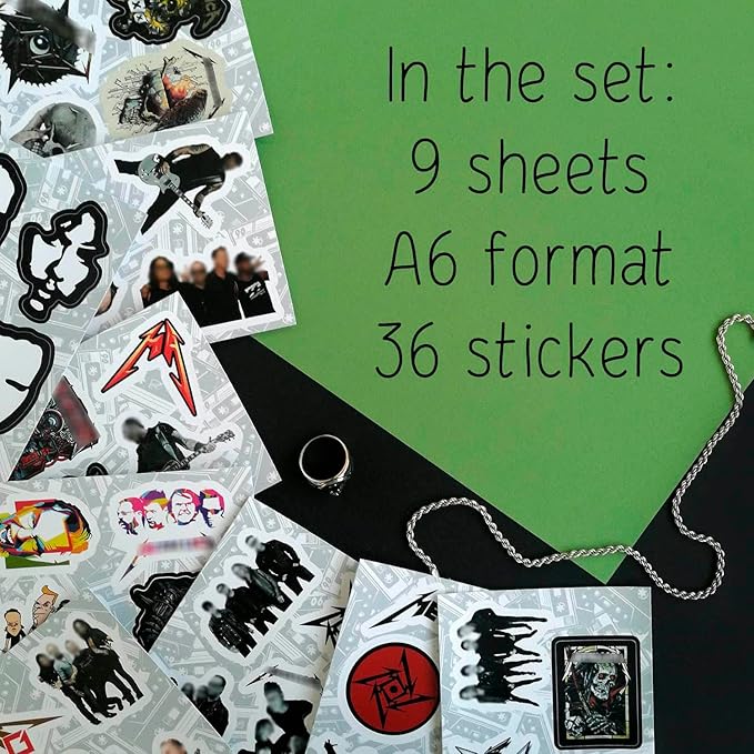 BulbaCraft Heavy Metal Band Stickers for Adults, 36 Pieces of Strong Adhesive and Waterproof Stickers for Laptop, Decals for Teens Aesthetic and Guitar Decals, Gifts for Women & Men