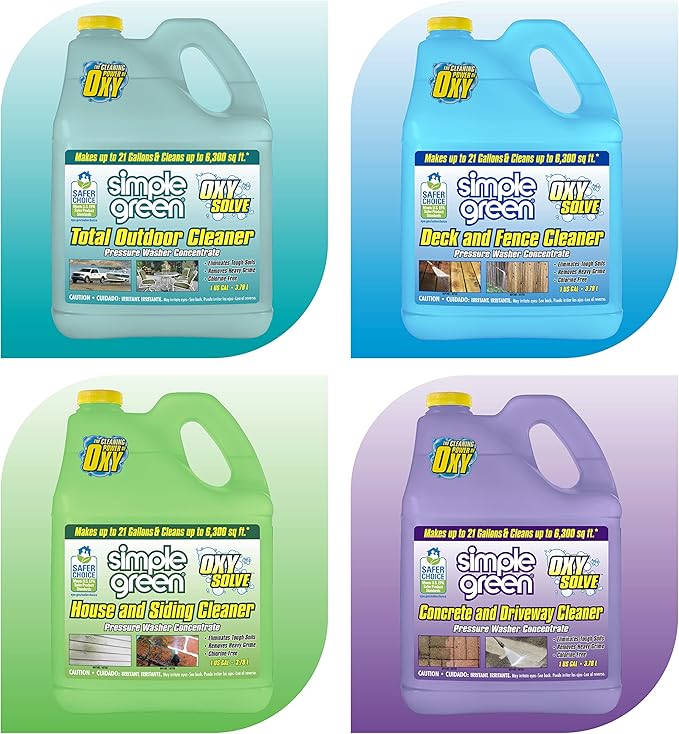 Simple Green Oxy Solve Total Outdoor Cleaner Concentrate, Pressure Washer & Manual Use, EPA Safer Choice Certified, Peroxide Cleaner for Wood, Concrete, Vinyl & More