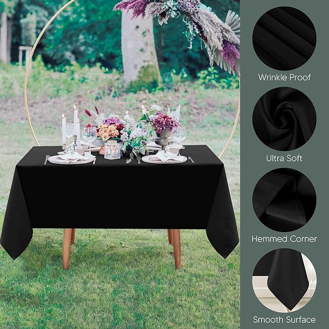 Utopia Kitchen Square Table Cloth 2 Pack(70x70 Inches, Black), Tablecloth Machine Washable, Polyester Table Cover for Dining, Buffet Parties, Picnics, Events, Weddings and Restaurants