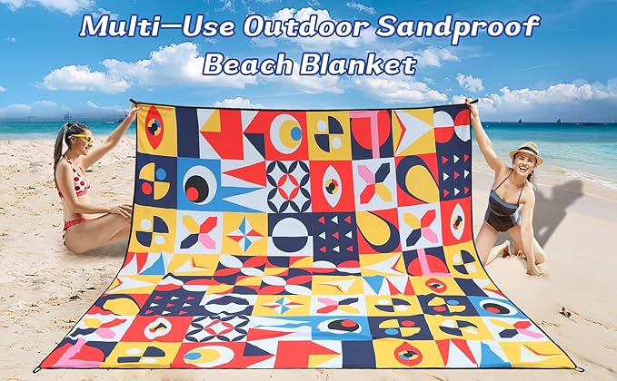 Beach Blanket Waterproof Sandproof Extra Large Beach Mat 79" X 83"/120"x108" for 1-8 Adults Quick Drying Durable Outdoor Picnic Mat for Beach Travel Camping Hiking
