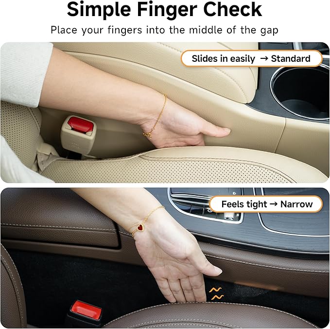 Car Seat Gap Filler Set of 2, 3-in-1 Seat Side Gap Filler Plug with Storage Slot & Hook Function, Soft Foam Universal Fit Car SUV Truck Fill Gap Between Seats Console Organizer (Narrow Saddle Brown)