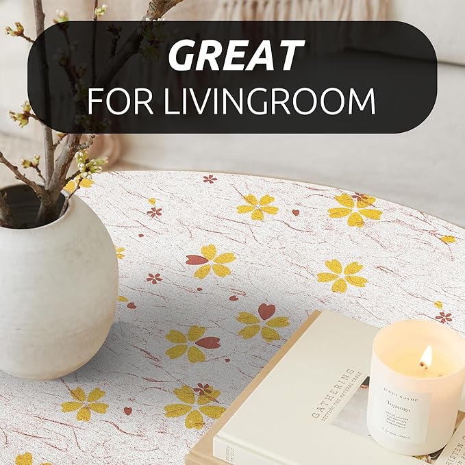 RAY STAR 18X96 Inch Shelf Liner for Kitchen Cabinets, Non-Adhesive Cabinet Liner Washable, PVC Drawer Liner for Dresser Non-Slip Bathroom (Yellow-Floral)(2 Roll)