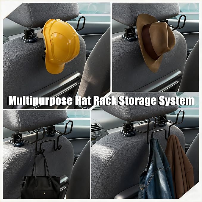 Hard Hat Holder for Truck Seat (1-Pack) - Heavy Duty Car Seat Hook Organizer for Construction, Safety Vest & Caps | Fits Trucks/SUVs/Cars