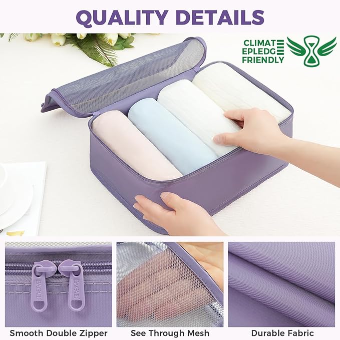 BAGAIL 9-Piece Packing Cube Set with Packing List, Luggage Packing Organizers for Travel Accessories
