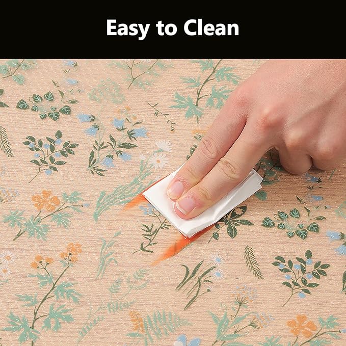 INNOLITES Shelf Liners for Kitchen Cabinets – Drawer Liner Waterproof & Oil-Proof, Non-Adhesive EVA with Floral Pattern – Durable Washable, Easy to Cut (Sage Green, 23.6" x 240")