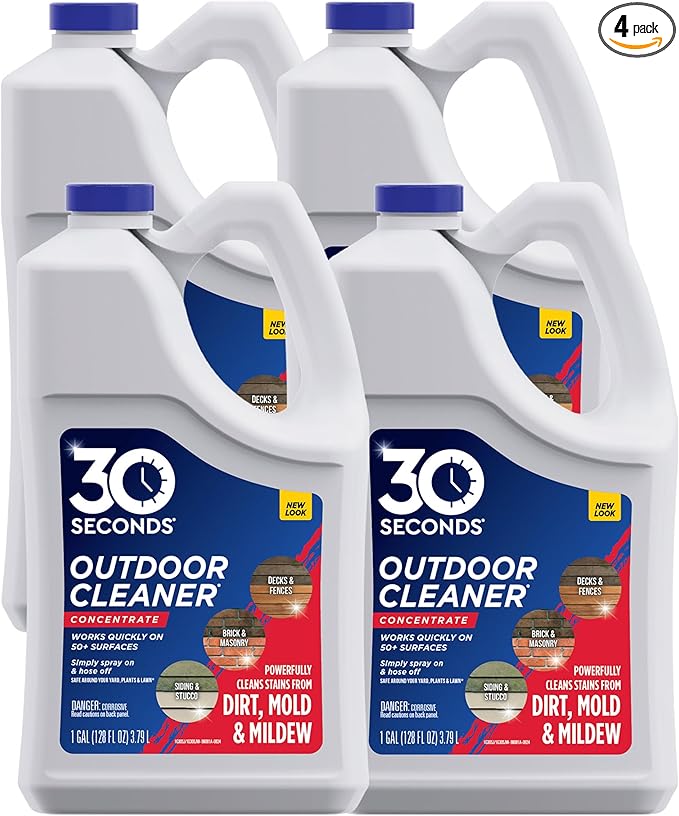 30 SECONDS Outdoor Mold & Mildew Cleaner & Stain Remover Concentrate | 128 fl. oz. | 4 Pack