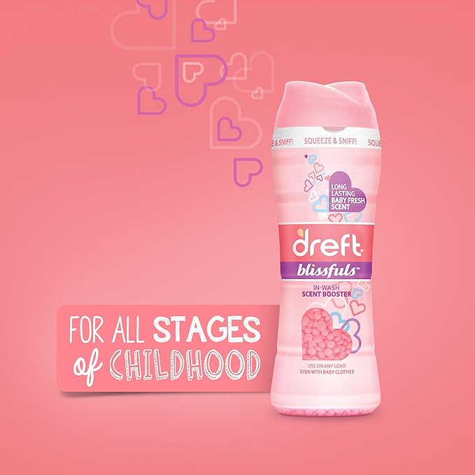Dreft Blissfuls In-Wash Laundry Scent Booster Beads, Baby Fresh Scent, 18.2 oz