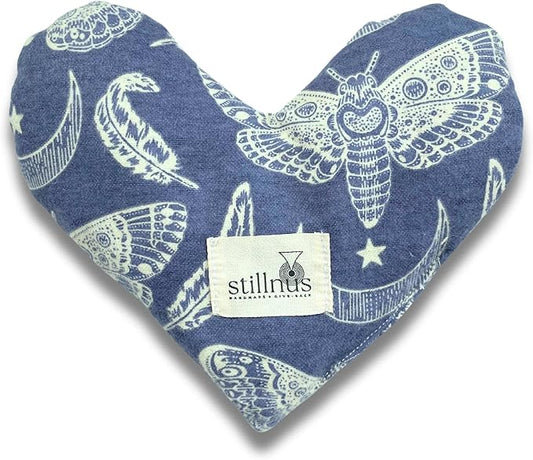 Butterfly Heart Eye Pillow for Women – Lavender + Flaxseed – Grounding Weighted Compress for Meditation, Sleep & Stress Relief – Indigo Calm Pattern – Sensory Wellness Gift