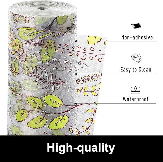 Cooyes Shelf Liners for Kitchen Cabinets, Refrigerator Liners Waterproof & Oil-Proof Kitchen Cupboard Liner Drawer Mats EVA Material Non Adhesive Fridge Liner for Shelves（23.6" W x 236" L）