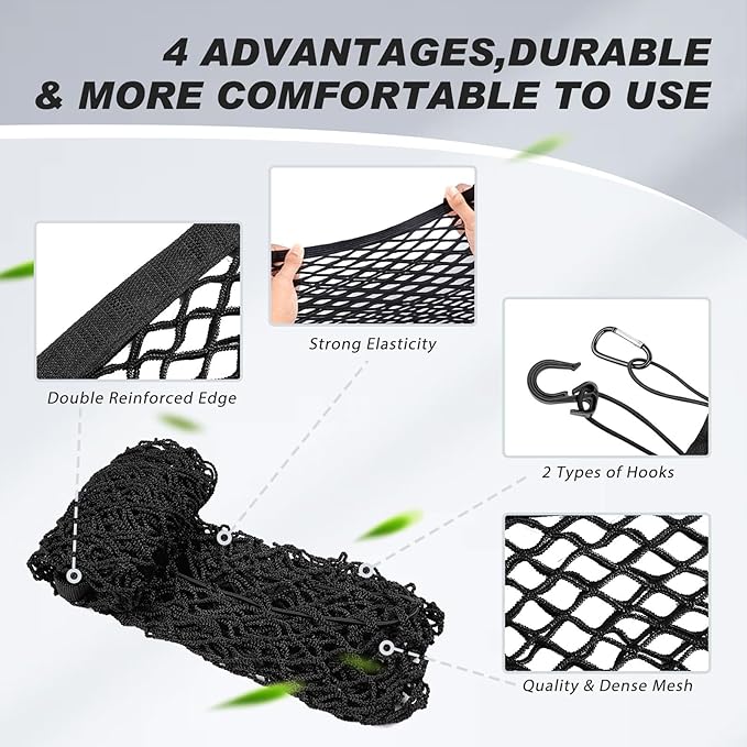 Karltys Envelope Style Cargo Net for Hyundai Tucson 2026 2025 2024 2023 2022 Accessories, Adjustable Elastic Rear Trunk Cargo Net, Heavy Duty Nylon Mesh Storage Netting Organizer